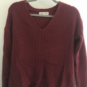 Pink Rose Burgundy Sweater